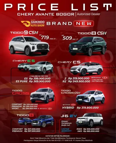 Pricelist Harga Chery krukut 2025